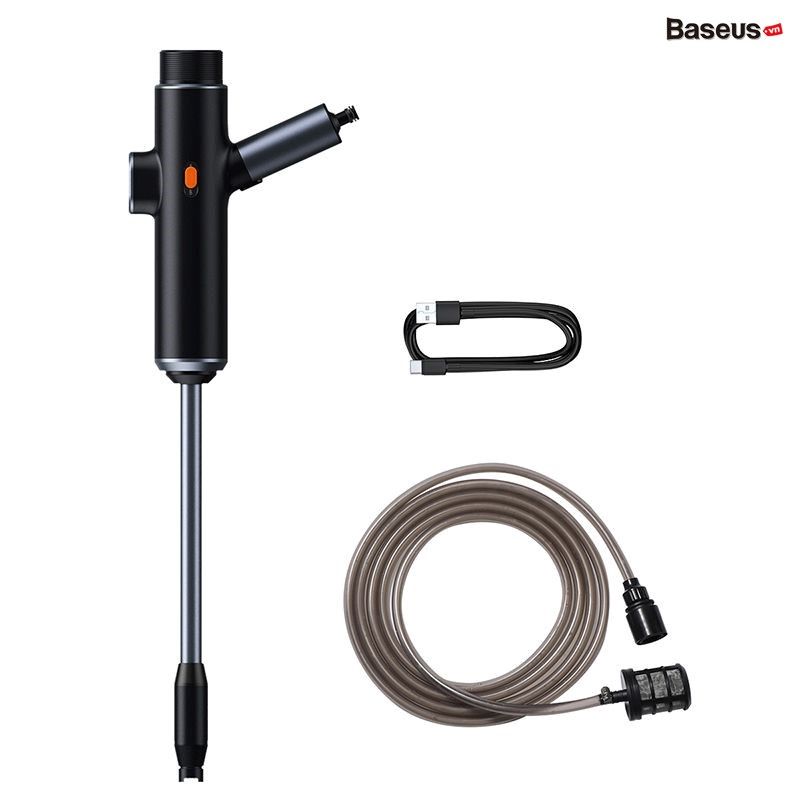 Máy phun tăng áp rửa xe ô tô sử dụng pin sạc Baseus Dual Power Portable Electric Car Wash Spray Nozzle (0.7MPa, 28.8W, IPX4, 30 phút sử dụng liên tục)