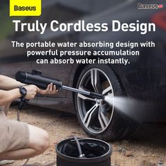 Máy phun tăng áp rửa xe ô tô sử dụng pin sạc Baseus Dual Power Portable Electric Car Wash Spray Nozzle (0.7MPa, 28.8W, IPX4, 30 phút sử dụng liên tục)