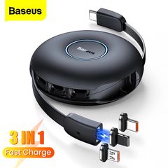 Baseus Zinc Magnetic One-for-three Safe Fast Charging Retractable Data Cable Type-C to M+L+C PD 20W