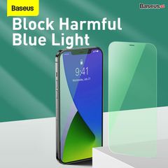 Kính cường lực chống ánh sáng xanh Baseus 0.15mm Eye Protection Full Coverage Tempered Glass Film 2020 cho iPhone 12 Series (Green Light, Secondary Hardening, 2 miếng/hộp)
