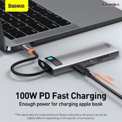 Hub chuyển đa năng Baseus Metal Gleam Series Multifunctional Docking Station cho Macbook/Laptop/Smartphone/Tablet/iPad (Type-C to HDMI/DP/VGA/USB3.1/USB3.0/LAN/SD Card Reader/Type C PD 100W, Multifunctional HUB)