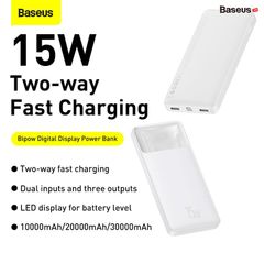 Pin sạc dự phòng Baseus Bipow Digital Display Power Bank (15W/20W, USB*2+Type C, LED Display, 2 Way Fast charge, 2023 New upgrade Edition)