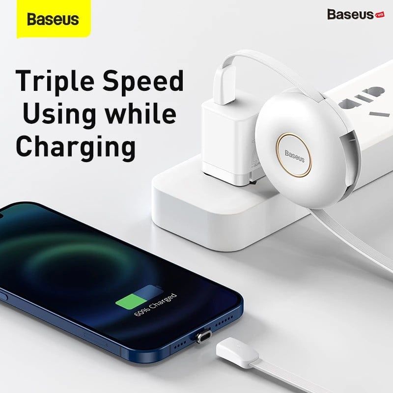 Baseus Zinc Magnetic One-for-three Safe Fast Charging Retractable Data Cable Type-C to M+L+C PD 20W