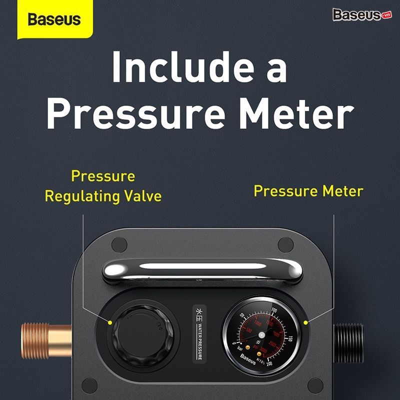 Máy nén tăng áp đa năng Baseus F1 Pressure Car Smart Washer (1300W/1450PSI/IPX5, Automatic Star/Stop, Intelligent Adjust Pressure, Car Washing Machine)