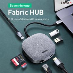 Hub chuyển đổi đa năng Baseus Fabric Series 7 in 1 Type-C Multifunctional HUB Adapter (2TB Data Reading, USB 3.0, Gigabit Network, 4K30hz, SD/TF, RJ45)