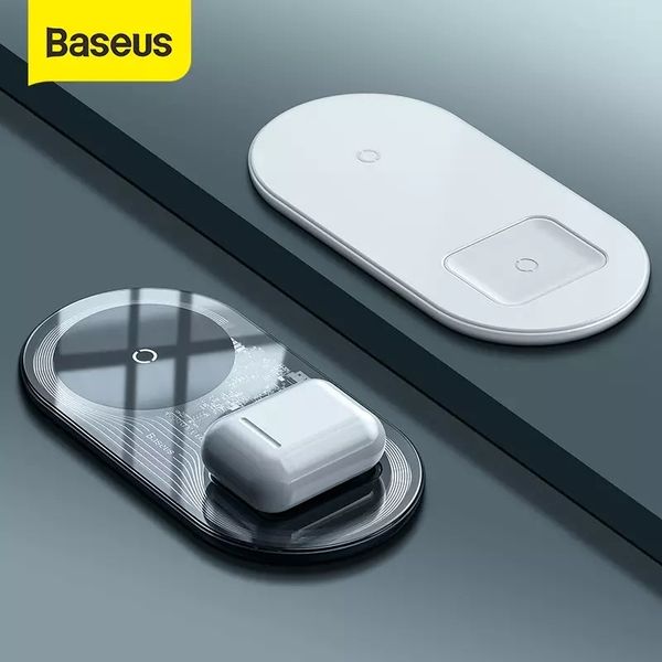 Đế sạc nhanh không dây Baseus Simple 2 in 1 Wireless Charger 15W cho iPhone và Airpods (15W, Wireless Quick charger)