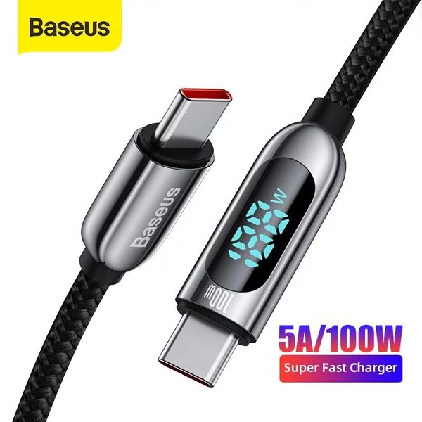 Cáp sạc nhanh C to C 100W Baseus Display Fast Charging Data Cable (100W, 20V/5A, 480Mbps, LED indicator, E-marker chip, QC/PD Quick charge cable)