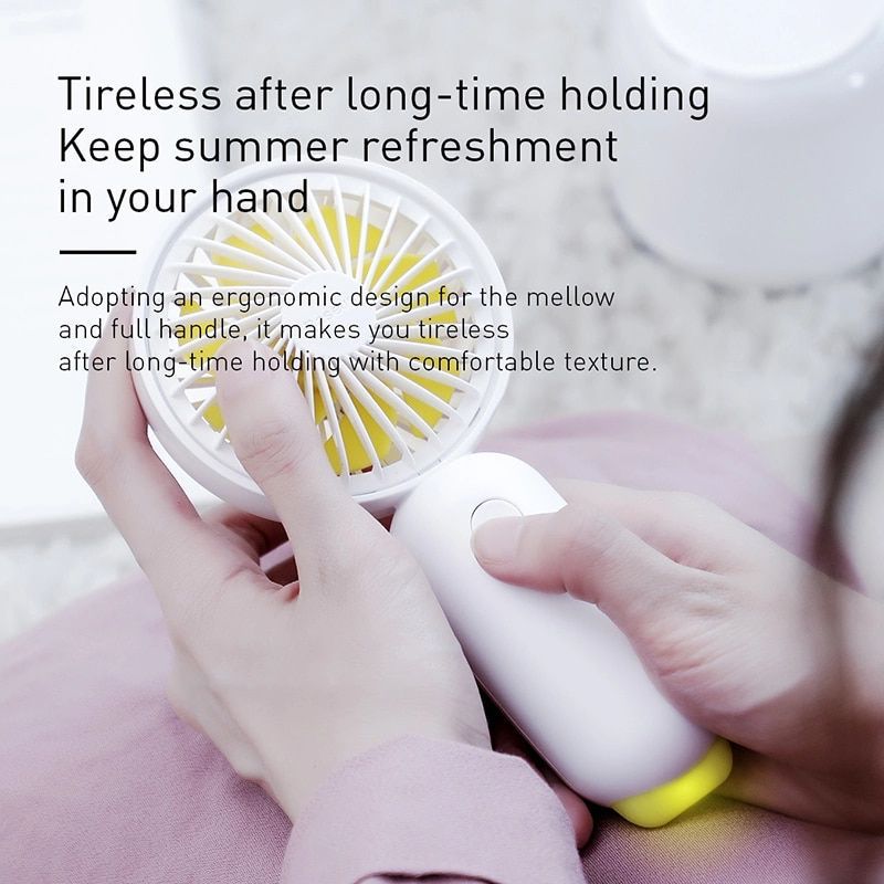 Quạt mini cầm tay pin sạc Baseus Bionic Firefly Mini Fan LV491 (Pin sạc, 3 mức tốc độ, đèn LED đom đóm - Portable Rechargeable Mini USB Hand Fan)