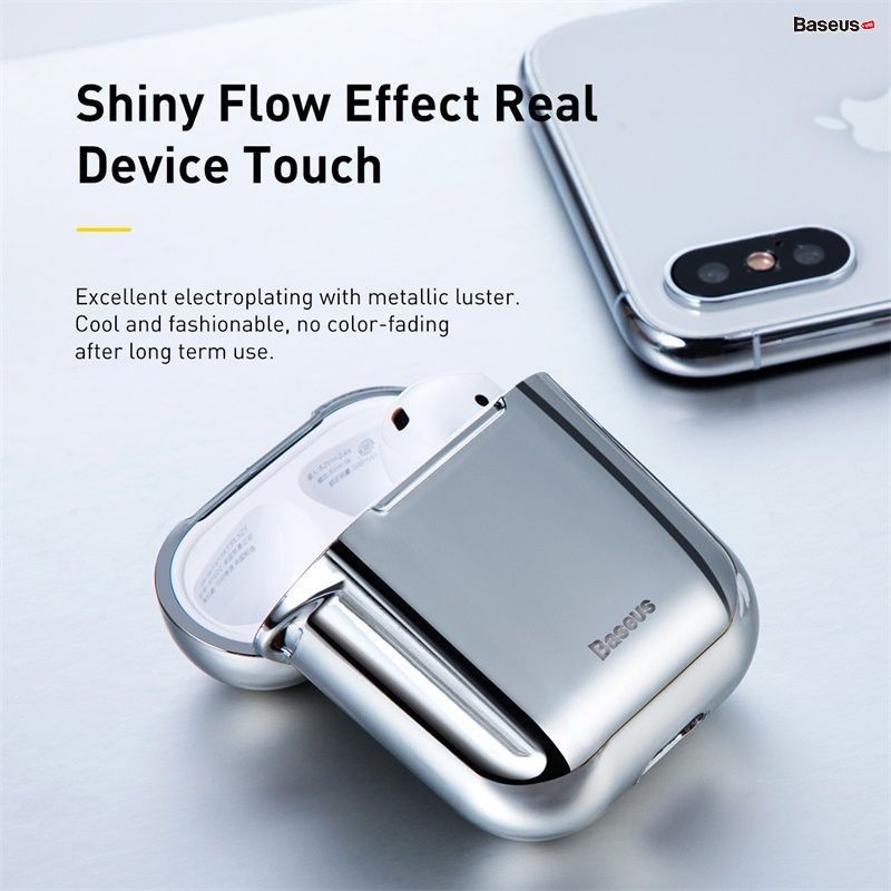 Bao Silicone chống trầy xước, có móc khoá dùng cho Airpods 1/2 Baseus Shining Hook Case (Soft TPU Case)