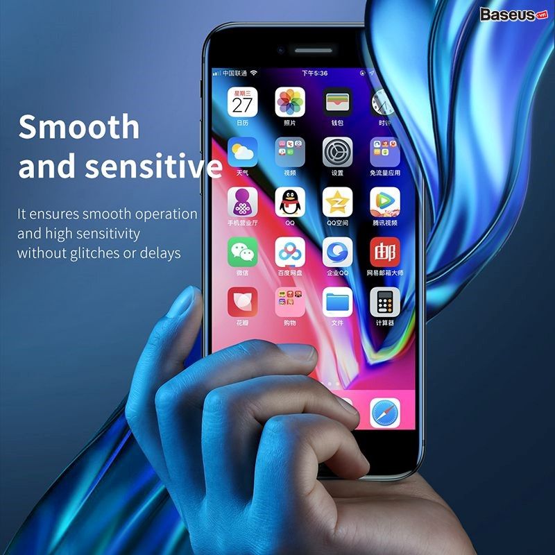 Kính cường lực chống bụi, chống trầy, siêu bền Baseus Cellular Dust Prevention cho iPhone 6/7/8/ Plus (0,3mm, 3D Curved-screen Full Coverage Tempered Glass )