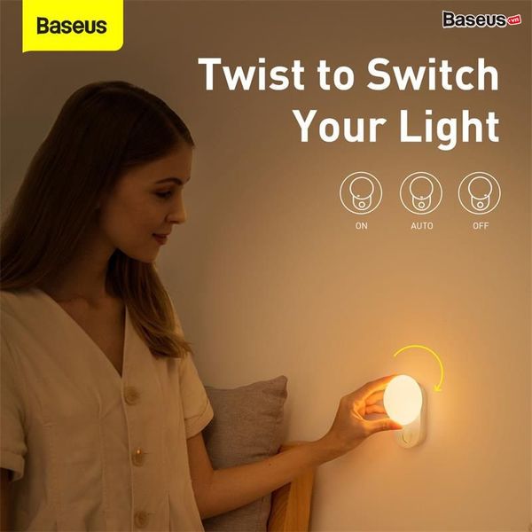 Đèn cảm ứng chuyển động thông minh Baseus Full Moon Human Body Induction Night Light (1200mAh, PIR Intelligent Motion Sensor LED Nightlight)