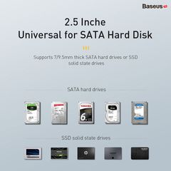 Thiết bị chuyển đổi ổ cứng gắn trong thành ổ cứng di động Baseus Full Speed Series 2.5'' HDD/SSD Box (Max 6TB, 10 Gbps)