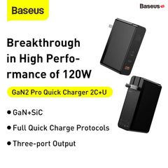 Bộ sạc nhanh đa năng Baseus GaN2 Pro Quick Charger 120W dùng cho Smartphone/ Tablet/ Macbook / Laptop (C+C+A, With C to C Cable, E-mark Chip)