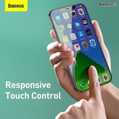 Kính cường lực chống ánh sáng xanh Baseus 0.3mm Eye Protection Full Coverage Tempered Glass Film 2020 dùng cho iPhone 12 Series  (2 miếng/hộp, 0.3mm, Chống ánh sáng xanh, bảo vệ mắt)