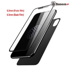 Bộ kính cường lực 3D 2 mặt Trước & Sau Baseus LV179 cho iPhone X (0.2mm/ 0.3mm, Ultra Thin, Front and Back Protector)
