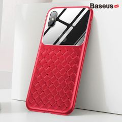 Ốp lưng Silicone - Kính cường lực Baseus Glass Weaving Case cho iPhone XS / XR / XS Max (Tempered Glass + Silicone)