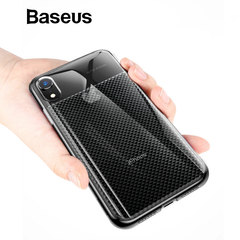 Ốp lưng Silicone dẽo trong suốt chống bám vân tay Baseus Glistening Case cho iPhone XR 6.1 inch ( Soft TPU Silicone, Grid Pattern Design)