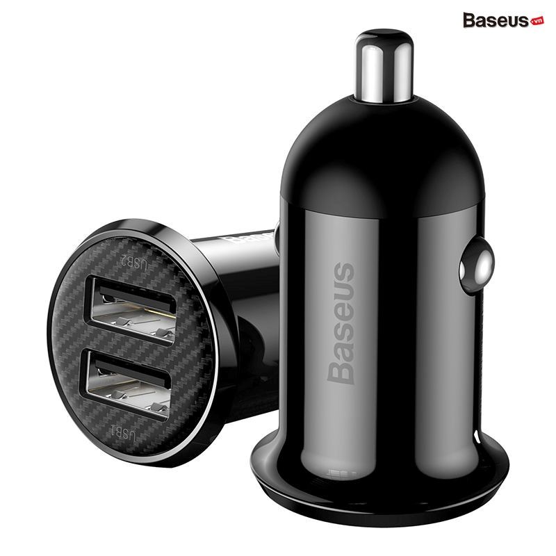 Tẩu sạc 2 cổng USB dùng trên xe hơi Baseus Grain Pro Car Charger (5V/4.8A, Dual USB Port Auto Quick charger)