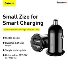 Tẩu sạc 2 cổng USB dùng trên xe hơi Baseus Grain Pro Car Charger (5V/4.8A, Dual USB Port Auto Quick charger)