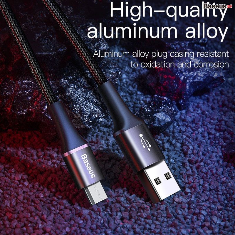 Cáp sạc nhanh siêu bền Baseus Halo Data Micro USB Quick Charge Cable cho Samsung/ Xiaomi/ Oppo/ LG / Huawei (3A, Quick charge 3.0, LED Light indicator)