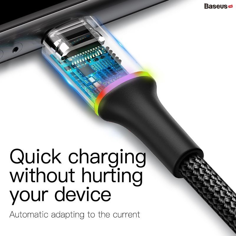 Cáp sạc nhanh siêu bền Baseus Halo Data Micro USB Quick Charge Cable cho Samsung/ Xiaomi/ Oppo/ LG / Huawei (3A, Quick charge 3.0, LED Light indicator)