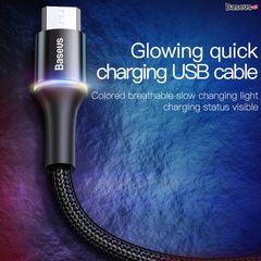 Cáp sạc nhanh siêu bền Baseus Halo Data Micro USB Quick Charge Cable cho Samsung/ Xiaomi/ Oppo/ LG / Huawei (3A, Quick charge 3.0, LED Light indicator)