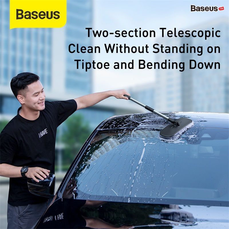 Chổi lau rửa, vệ sinh chuyên dụng cho xe ô tô Baseus Handy Soft Flat Mop (Microfiber, Washing Brush Tools, Car/Home Dual-use)
