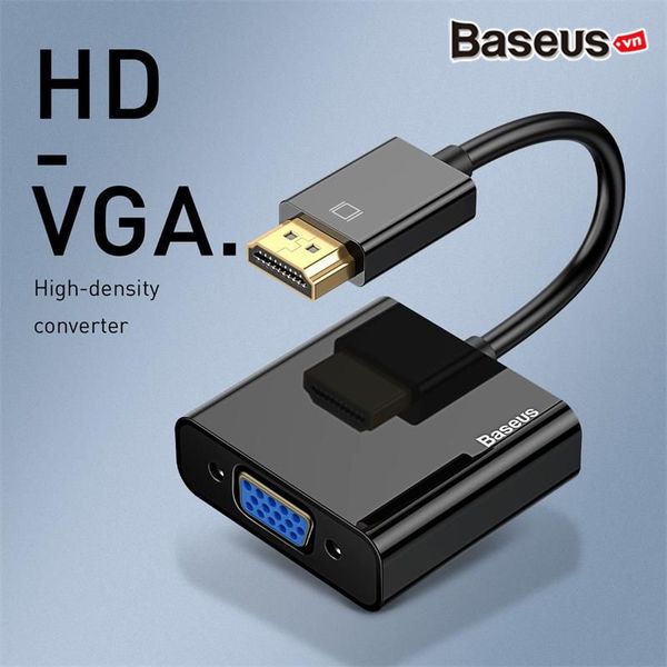 Đầu chuyển cổng HDMI sang VGA/ Audio AUX 3.5mm  Baseus HD Converter (1080p Digital HDMI Male to VGA Female Video Converter Audio Splitter for Laptop)