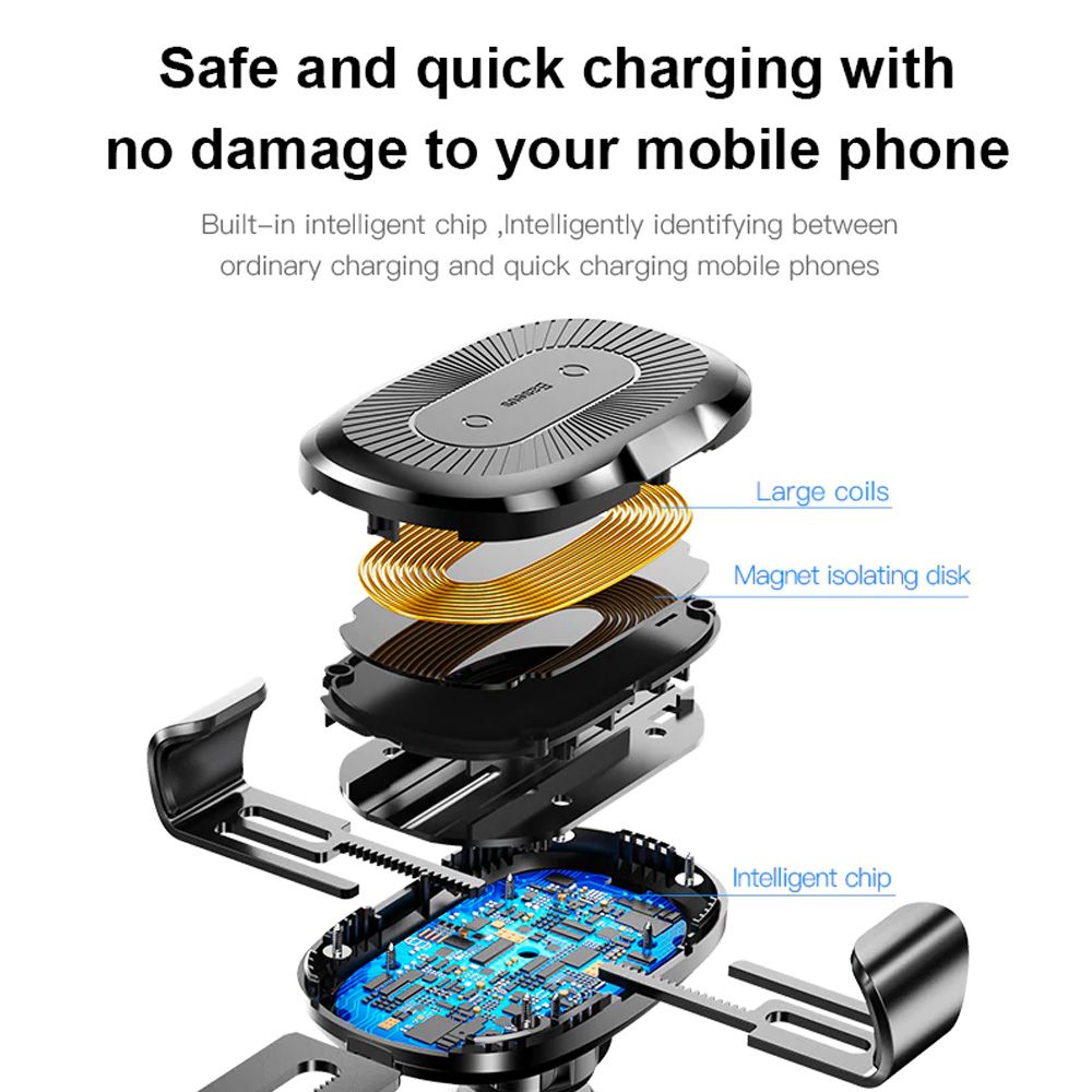 Bộ đế giữ điện thoại kết hợp sạc không dây dùng trong xe hơi Baseus Wireless Charger Gravity Car Mount LV280 (Osculum type)
