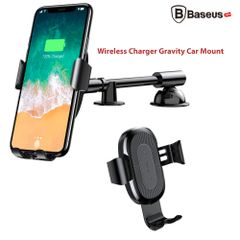 Bộ đế giữ điện thoại tích hợp sạc không dây dùng cho xe hơi Baseus LV191 (Heukji Wireless Charger Gravity Car Mount)