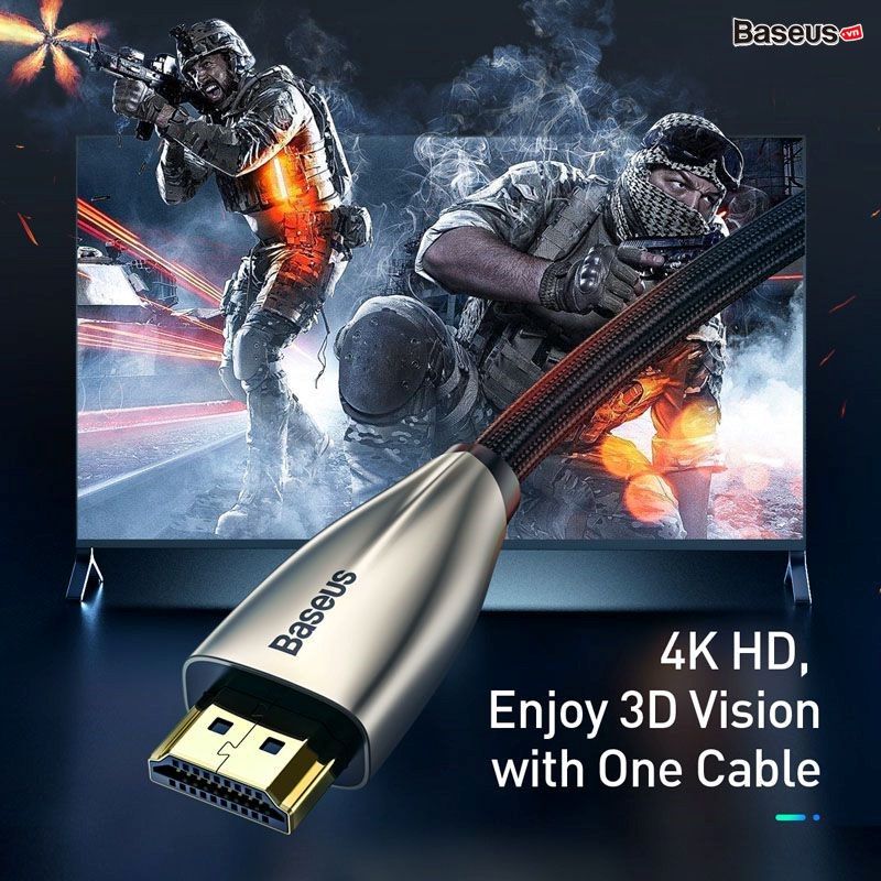 Cáp HDMI 2.0 Baseus Horizontal 4K (18Gbps, 4K/60hz, 32 Audio channel, HDMI Male To HDMI Male 4K Adapter Cable)