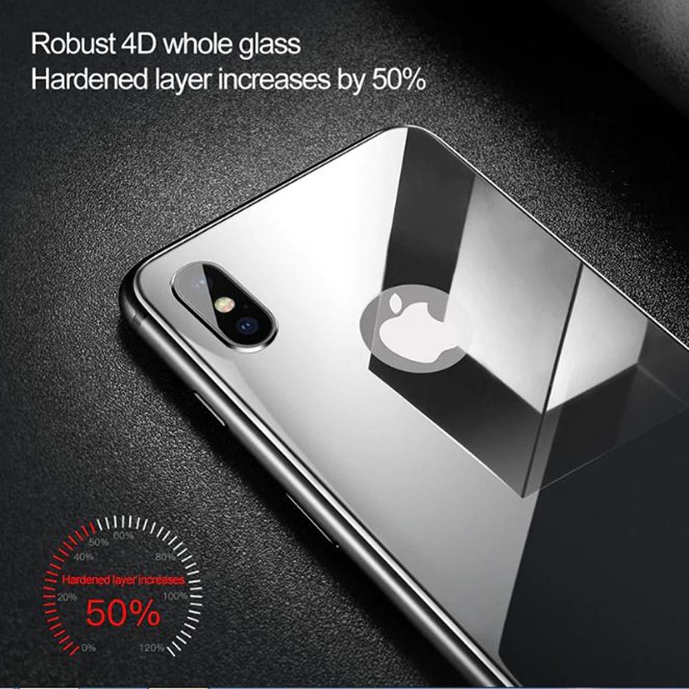 Kính cường lực chống trầy mặt lưng Baseus cho iPhone X Tempered Glass 4D (0.3mm, Ultra Thin, Back Protector)