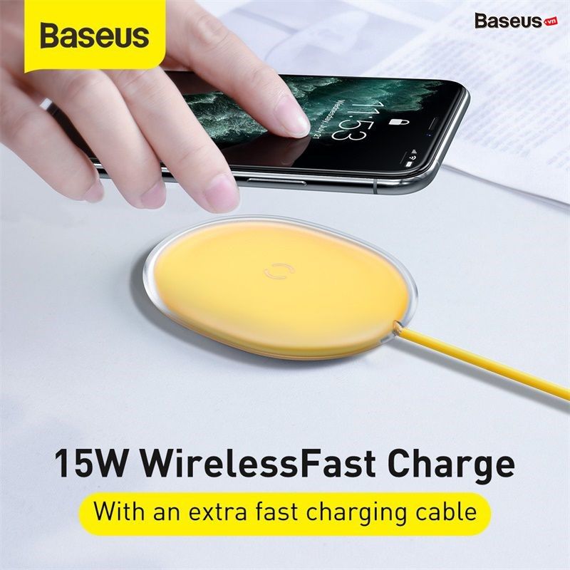 Đế sạc nhanh không dây 15W Baseus Jelly Wireless Charger cho iPhone/Samsung/Xiaomi/Airpod Pro (15W, Wireless Quick Charger)