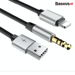 Cáp chuyển cổng Lightning sang Audio AUX 3.5mm + USB Baseus L34 cho iPhone/ iPad (Lightning 8 Pin to 3.5mm USB Audio Cord)