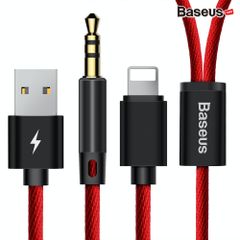 Cáp chuyển cổng Lightning sang Audio AUX 3.5mm + USB Baseus L34 cho iPhone/ iPad (Lightning 8 Pin to 3.5mm USB Audio Cord)