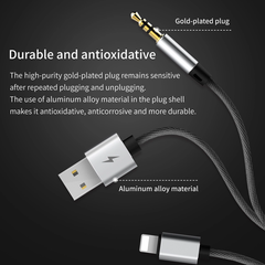 Cáp chuyển cổng Lightning sang Audio AUX 3.5mm + USB Baseus L34 cho iPhone/ iPad (Lightning 8 Pin to 3.5mm USB Audio Cord)