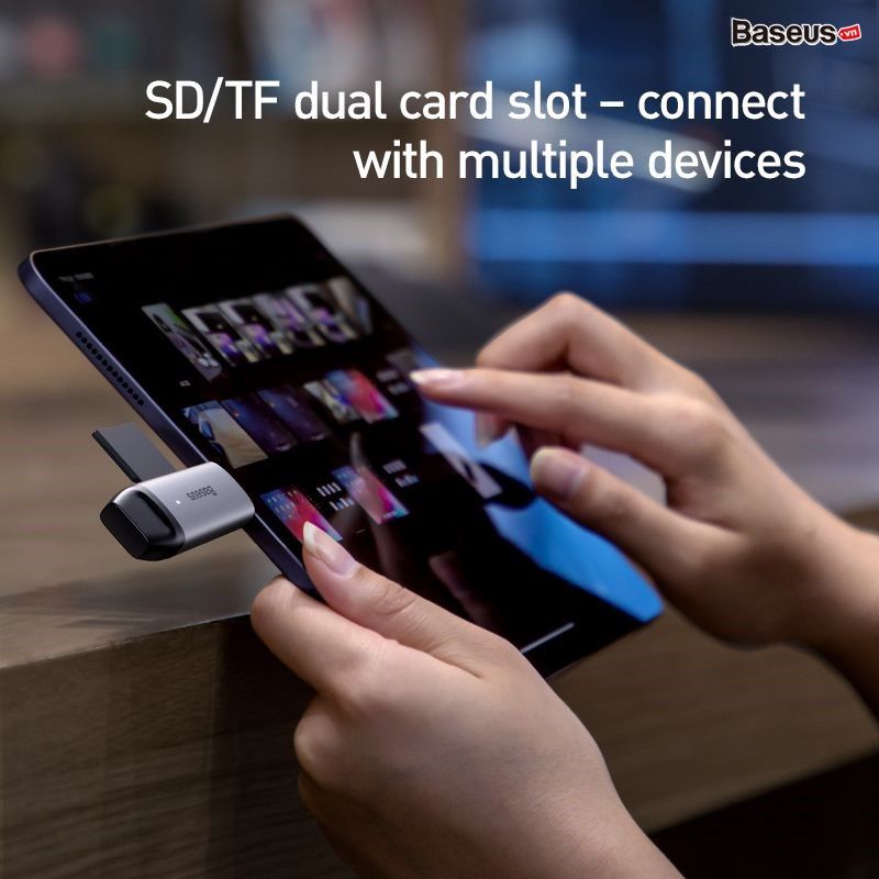 Đầu đọc thẻ nhớ đa năng tốc độ cao Baseus Lentil - Cabin Card Reader Space cho Smartphone/Tablet/Macbook/Laptop (Type C/USB3.0, SD/TF Card, 5Gbps High speed)