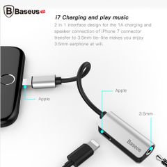 Bộ chuyển cổng Lightning sang Audio 3.5mm + Lightning tích hợp Baseus L32 cho iPhone 7/ 8/ iPhone X (Vừa sạc pin vừa nghe nhạc)