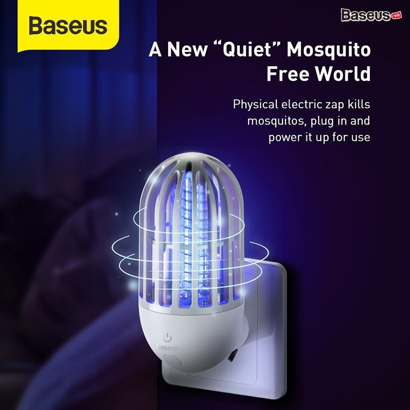 Đèn Bắt Muỗi Thông Minh, Siêu tiết kiệm điện Baseus Linlon Outlet Mosquito Lamp (~ 15dB, Điều Chỉnh Ánh Sáng Theo Ý Muốn, Yên Tĩnh, An Toàn Đối Với Trẻ Nhỏ)