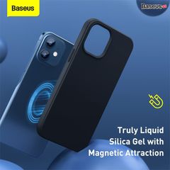 Ốp lưng chống sốc tích hợp nam châm Baseus Liquid Silica Gel Magnetic Case dùng cho iPhone 12 Series (Precise Alignment, Safe& Eco Skin friendly texture silica, Full protection Magsafe Case)