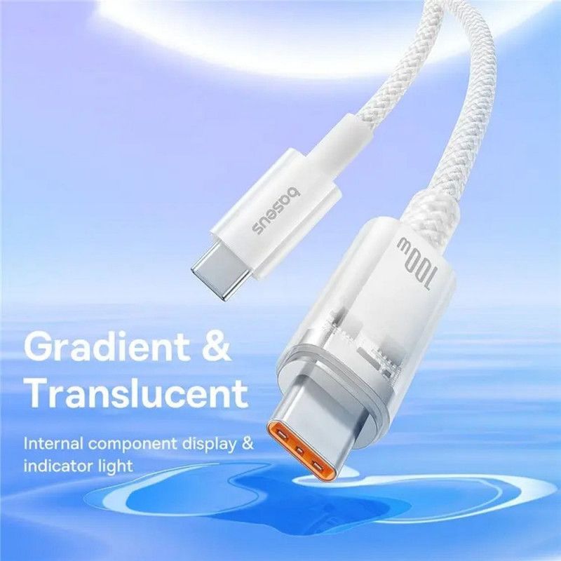 Cáp Sạc Nhanh Baseus Explorer Series 2 Fast Charging Cable Type-C to Type-C 100W Cho Macbook Laptop Điện Thoại (Smart Power-Off Fast Charging Cable with Smart Temperature Control)