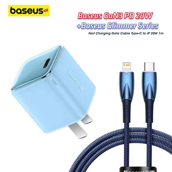 Củ Sạc Baseus GaN3 1C 20W  - Sạc nhanh, nhỏ gọn cho iPhone/iPad/Samsung/Xiaomi/Huawei (PD/QC Multi Quick Charge Support, Smart Protect)