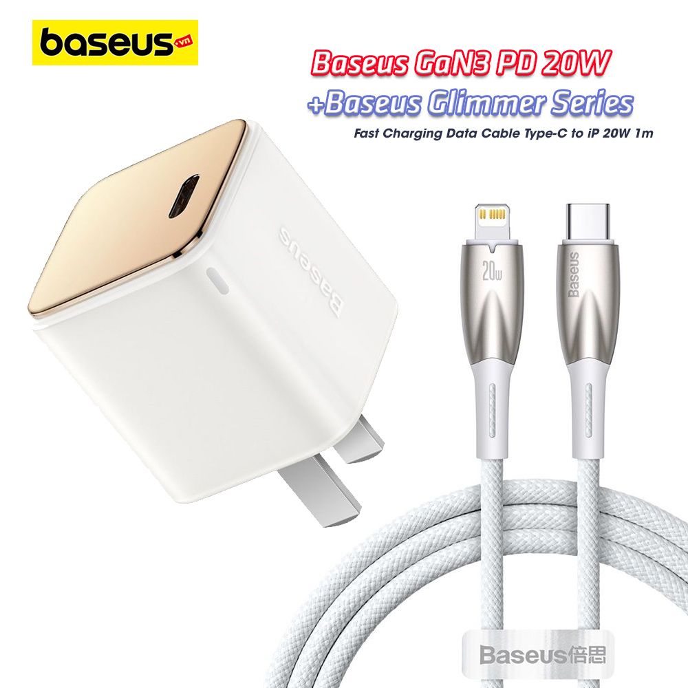 Củ Sạc Baseus GaN3 1C 20W  - Sạc nhanh, nhỏ gọn cho iPhone/iPad/Samsung/Xiaomi/Huawei (PD/QC Multi Quick Charge Support, Smart Protect)