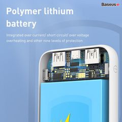 Pin sạc dự phòng nhỏ gọn Baseus Mini JA Power Bank 10000mAh dùng cho iPhone/ Samsung/ Oppo (2 Port USB)