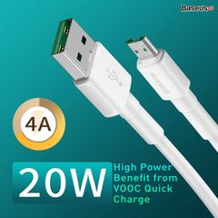 Cáp sạc nhanh Micro USB Baseus Mini White Cable cho Oppo/ Huawei/ Xiaomi/Samsung (4A/20W, VOOC, Quick Charge Micro USB TPE Cable)