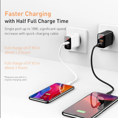 Bộ sạc nhanh PD3.0/QC 3.0 Baseus Mirror Lake PPS Digital Display Quick Charger (18W, 2 Ports,FCP/AFC/PPS/PD/QC 3.0 Full Quick Charge Protocol)