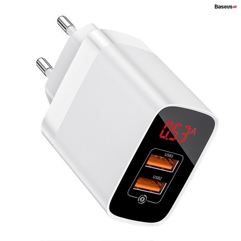 Bộ sạc nhanh PD3.0/QC 3.0 Baseus Mirror Lake PPS Digital Display Quick Charger (18W, 2 Ports,FCP/AFC/PPS/PD/QC 3.0 Full Quick Charge Protocol)