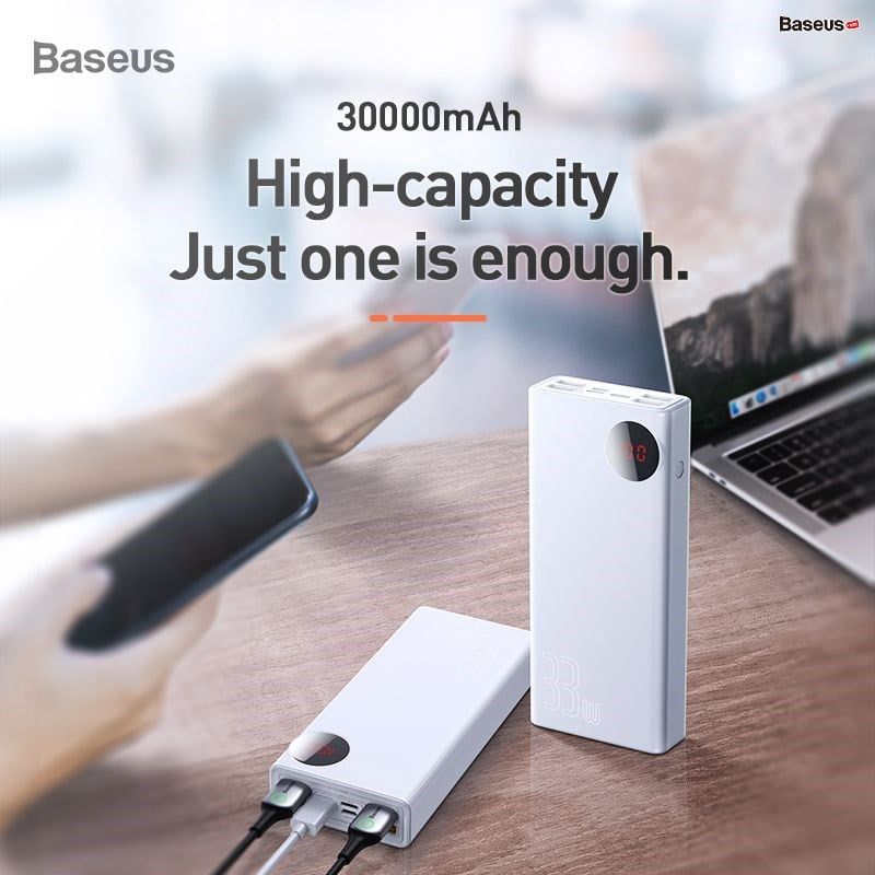 Pin dự phòng sạc nhanh Baseus Mulight PD/QC 3.0 Quick Charge cho Smartphone/ Tablet/ Macbook ( 20000mAh / 30000mAh, 18W / 33W PD & QC3.0 , 4*Port USB+ Type C in/out, LED Display)