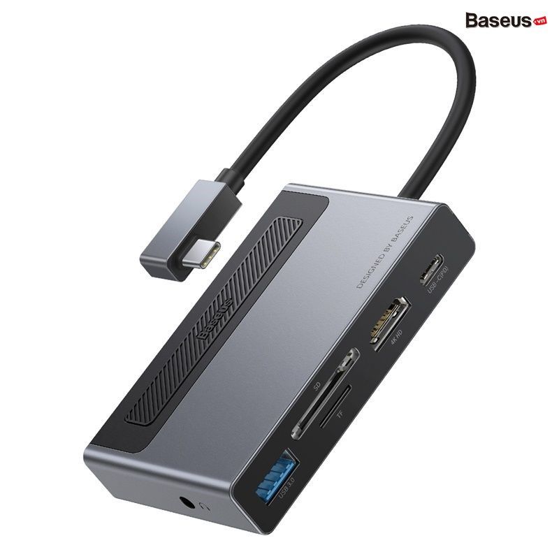 Hub chuyển đổi 6 in 1 Baseus Magic Multifunctional cho iPad/ Macbook and Surface Pro 7 (Type-C to USB 3.0, SD/TF 3.0, HDMI 4K60Hz, AUX 3.5mm, Type C PD100W, HUB with a Retractable Clip Standard Edition)