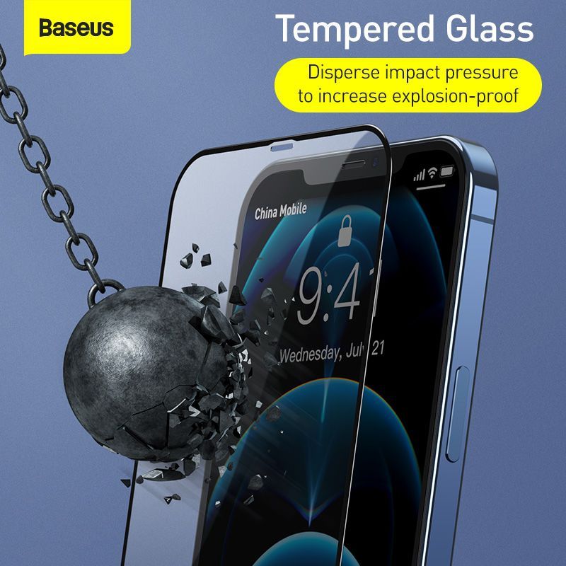 Baseus 0.3mm Full-screen and Full-glass Tempered Glass Film For iP 12/PRO/PROMAX 2020 (2pcs/pack+Pasting Artifact)